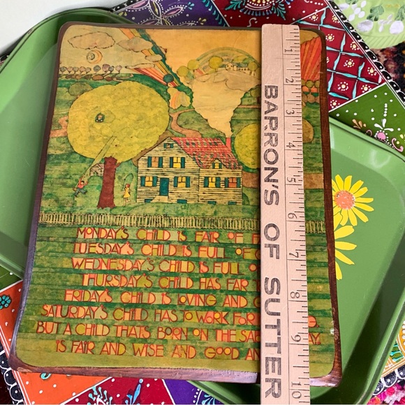 70s Découpage Plaque “Mondays Child” Verse - Picture 4 of 6